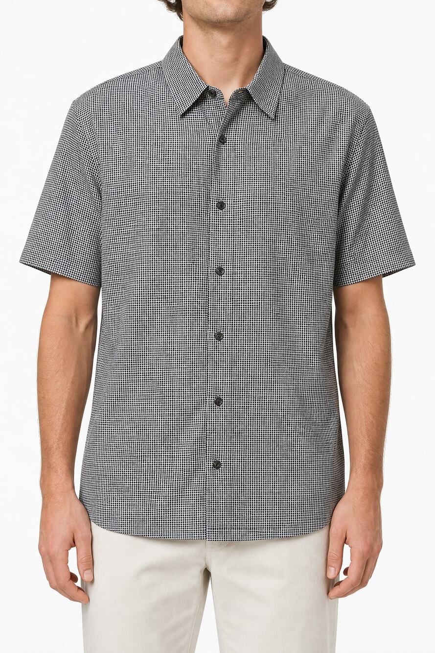 Theory Men's Irving Lumen Print Short Sleeve Button Down Shirt XS Cotton Stretch